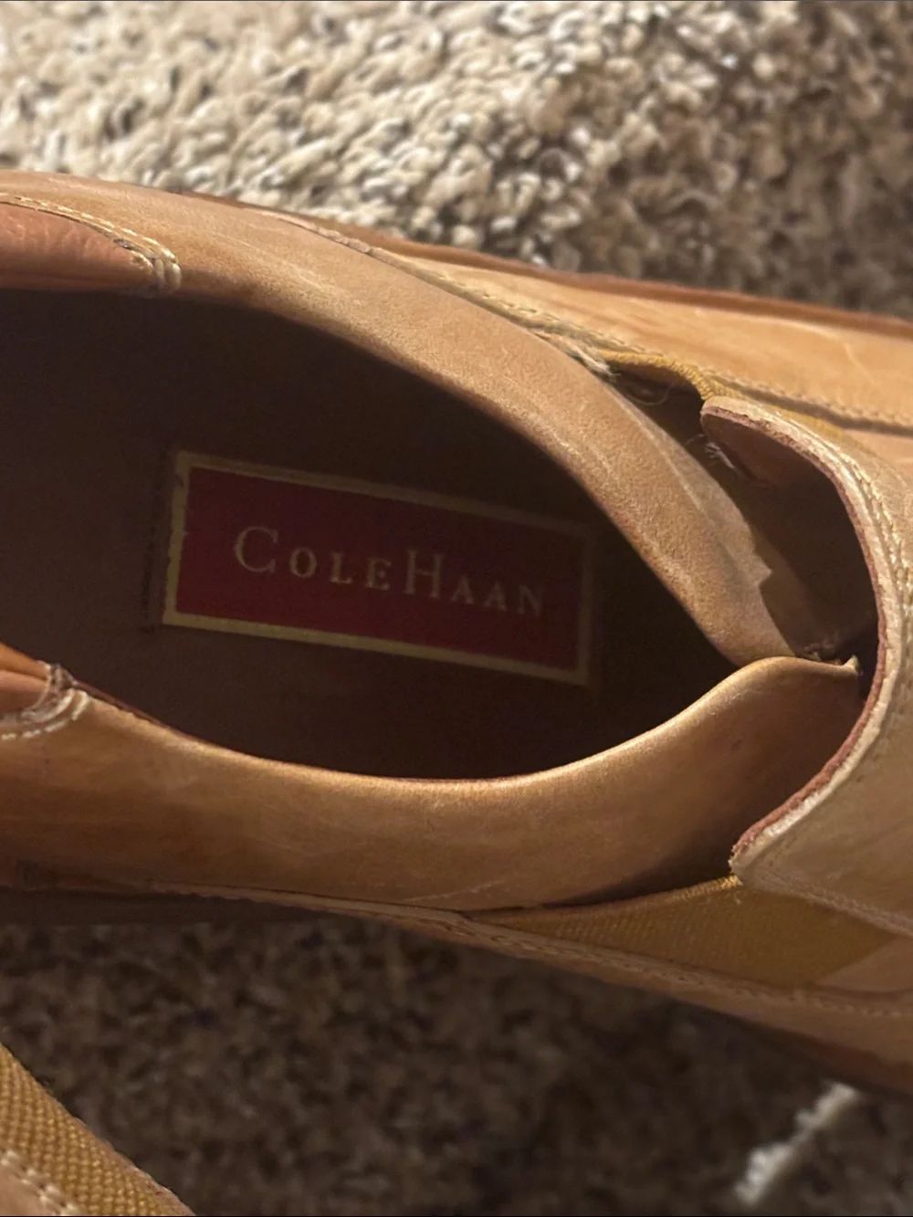 Colehaan leather upper Men's Tan Slip-On Leather Shoes 10 1/2 M made in Brazil